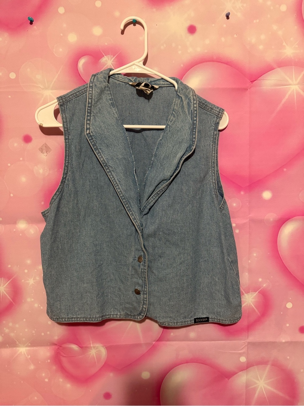 Rockies Light Blue Denim Sleeveless Button Vest